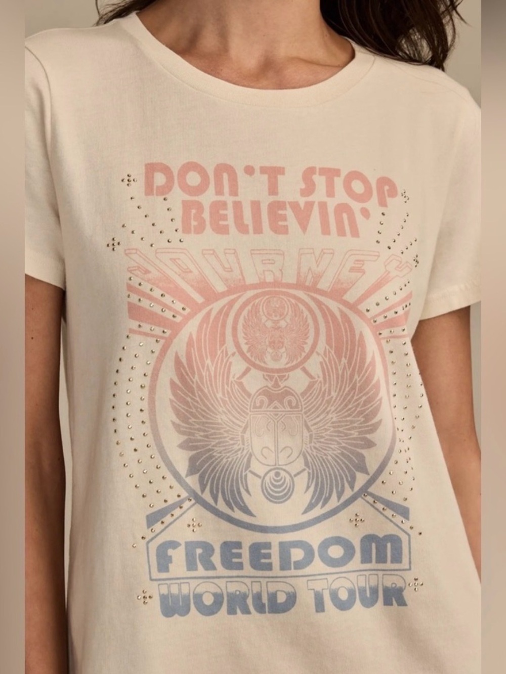 NWT LUCKY BRAND journey freedom classic crew neck band tee size XL boho concert